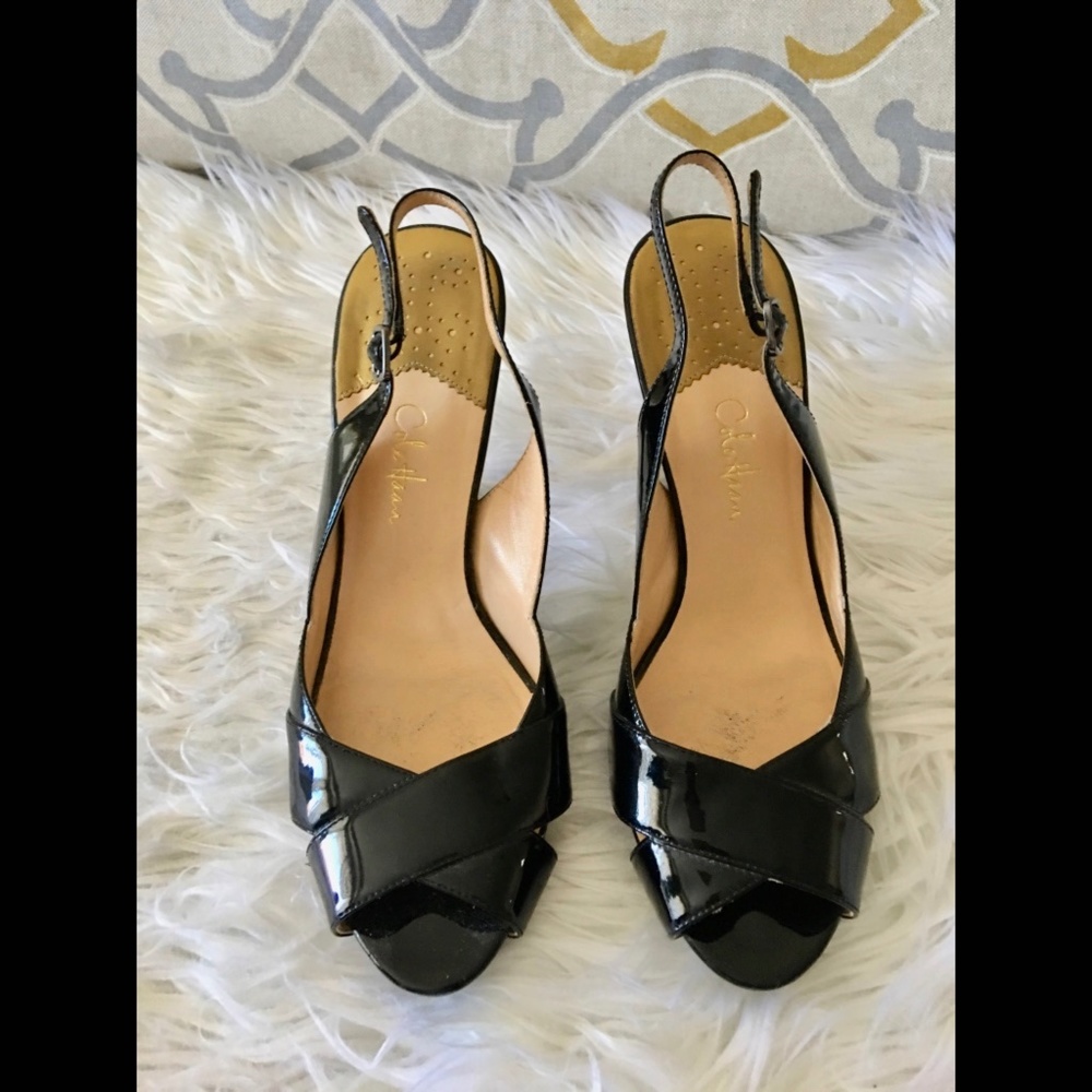 Cole Haan + Nike Air Open Toe Black Patent Leather - Picture 2 of 12